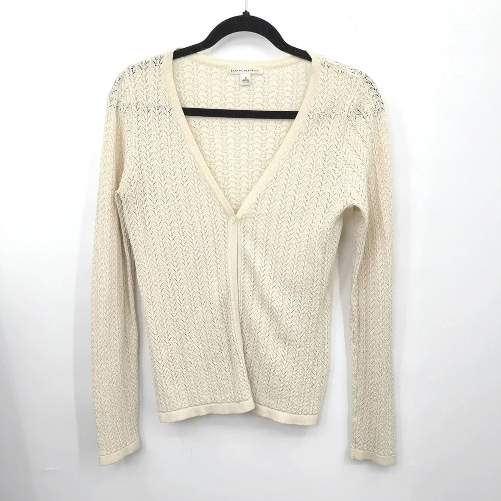 Vintage Banana Republic Cardigan Women S Silk Pointelle Y2K Coquette Balletcore